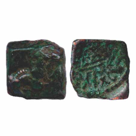 Western Kshatrapas, Rudradaman (c. 140-170AD), 'horse'-type copper coin, unlisted in Jha&R