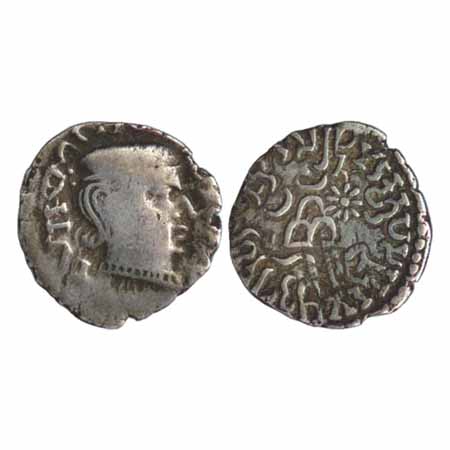 Western Kshatrapas, Rudrasimha I (178-197 AD), Silver Drachm, 1.90g, portrait type, Brahmi