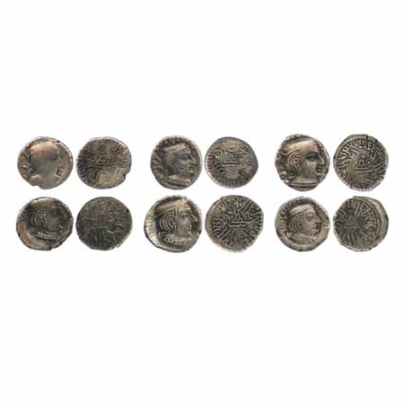 Western Kshatrapa, Silver Drachm (6), Rudrasena I, date Saka 126, Damasena, date Saka 154,