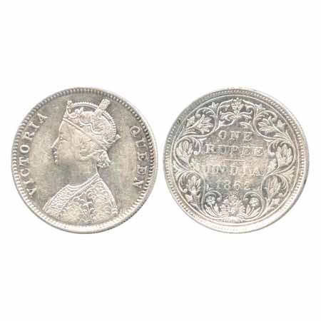 Victoria Queen, Silver, Rupee, 1862, Bombay Mint, A/II/0/12, (PR 100). Very Fine +, Very R