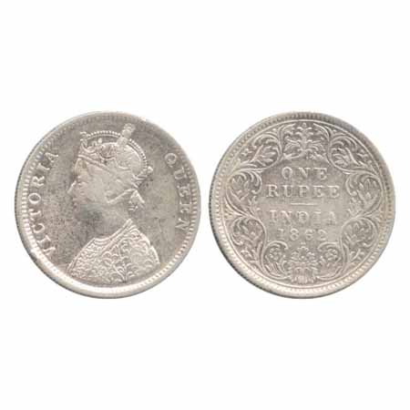 Victoria Queen, Silver Rupee, 1862, Bombay Mint, C/I/1/2, (PR 104). About Very Fine, Very 