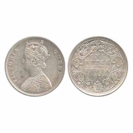 Victoria Queen, Silver Rupee, 1876, Bombay Mint, A5/II/dot, (Unlisted in Pridmore). Very F
