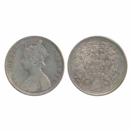 Victoria Empress, Silver Rupee, 1879, Bombay Mint, A3/IV/no dot (Unlisted in Pridmore). Ve