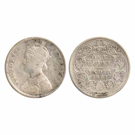 Victoria Empress, Silver, Rupee, 1881, Bombay Mint, A3/I/dot, (PR 158), About Very Fine, R