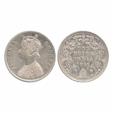 Victoria Empress, Silver Rupee, 1882, Bombay Mint, A3/IV/dot (Unlisted in Pridmore). Very 