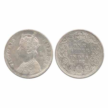 Victoria Empress, Silver Rupee, 1887, Bombay Mint, C2/I/'B' incused (PR 173), traces of nu