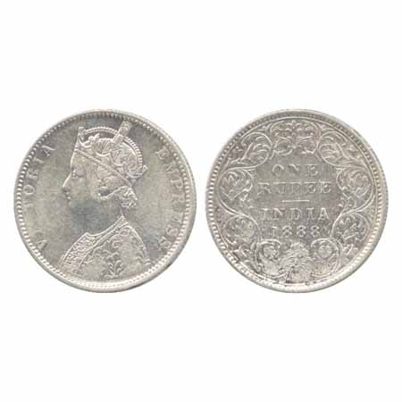 Victoria Empress, Silver Rupee, 1888, Bombay Mint, C2/I/'B' incused (inverted) (not mentio