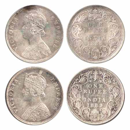 Victoria Empress, Silver Rupees (2), 1889, Calcutta Mint, C3/I/'C' incused (PR 130), Bomba