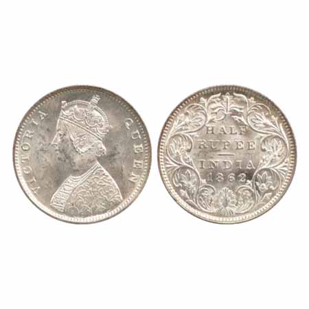 Victoria Queen, Silver ½ Rupee, 1862, Calcutta Mint, C/II (PR 252), sealed and certified b