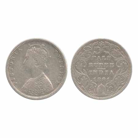 Victoria Empress, Silver ½ Rupee, 1881, Bombay Mint, B2/II/dot (PR 289). Very Fine, Very R