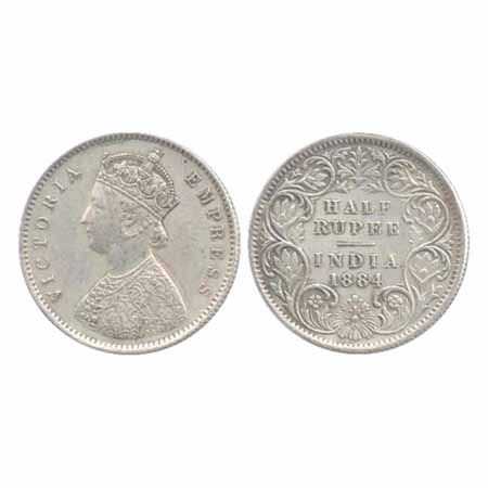 Victoria Empress, Silver ½ Rupee, 1884, Calcutta Mint, A/I/ 'C' incused, (PR 268). Very Fi