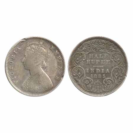Victoria Empress, Silver ½ Rupee, 1885, Calcutta Mint, A/I/'C' incused (PR 269), edge knoc