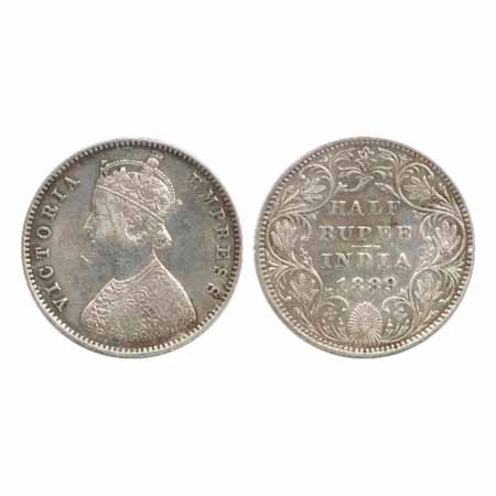 Victoria Empress, Silver ½ Rupee, 1889, Bombay Mint, A/II/'B' raised, (PR 299). Very Fine+