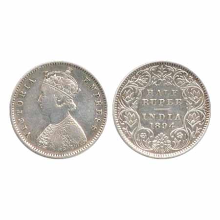 Victoria Empress, Silver ½ Rupee, 1894, Bombay Mint, A/I/'B' incused, (PR 304). About Very