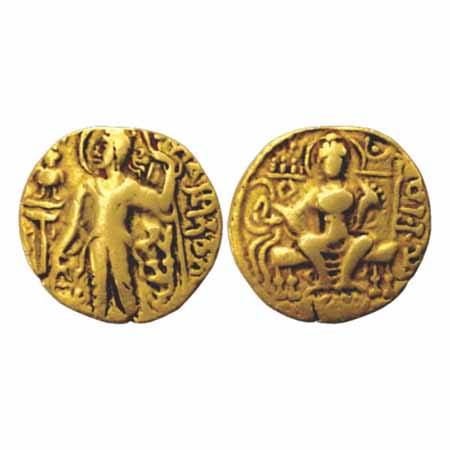 Samudragupta (c.335-380AD) - Standard type, Gold Dinar, Bayana Hoard, Plate I no.14, 7.41g
