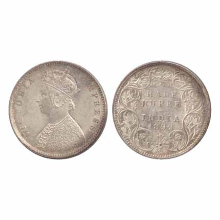 Victoria Empress, Silver ½ Rupee, 1899, Bombay Mint, A/I/'B' incused (inverted), (PR 307).