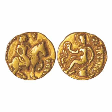 Kumaragupta I (c.414-455AD), Horseman type, Gold Dinar Bayana Hoard, Pl XXII, no. 9, 8.08g