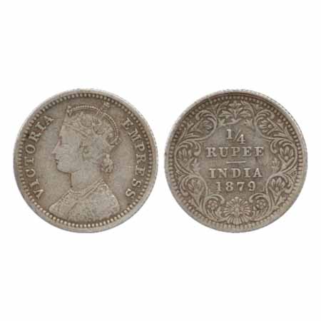 Victoria Empress, Silver ¼ Rupee, 1879, Calcutta Mint, C/II/'C' incused (PR 384). About Ve
