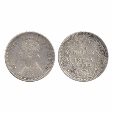 Victoria Empress, Silver ¼ Rupee, 1882, Calcutta Mint, C/II/'C' incused (PR 387). About Ve
