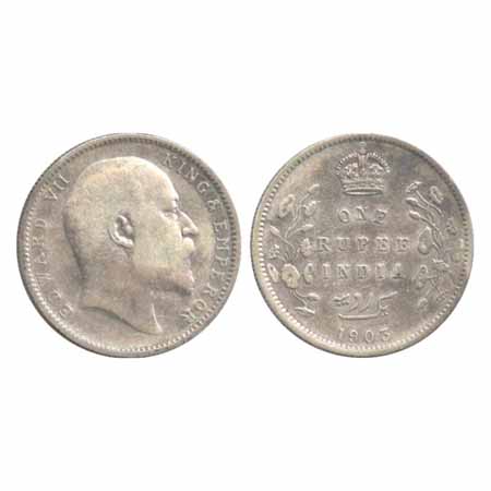 Edward VII, Silver Rupee, 1903, Calcutta Mint, URDU ERROR, 3 diamonds (Unlisted in Pridmor