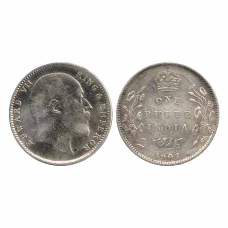 Edward VII, Silver Rupee, 1904, Bombay Mint, ghost image on reverse. Very Fine, Scarce.