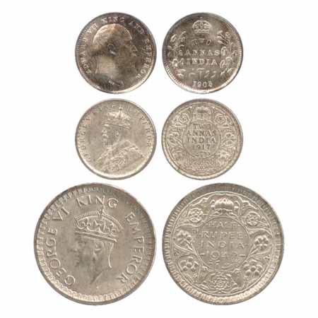Edward VII / George V / IV, Silver 2 Annas (2) 1903, Calcutta Mint (PR 556), 1917, Calcutt