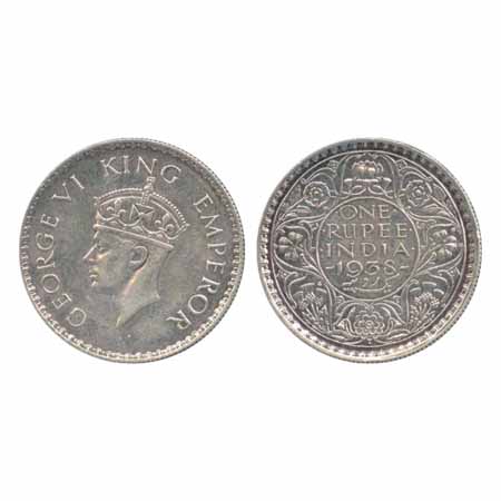 George VI, Silver Rupee, 1938, Bombay Mint, dot (PR 234). About Extremely Fine, Rare.