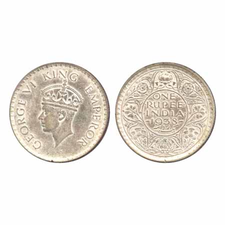 George VI, Silver Rupee, 1938, Bombay Mint, dot (PR 234). About Extremely Fine, Rare.