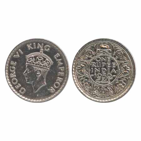 George VI, Silver Rupee, 1939, Bombay Mint, dot, head type II (PR 239). Very Fine, Extreme