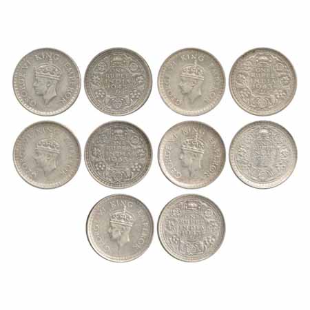 George VI, Half Silver Rupee (5), 1943, Bombay Mint, A/I(a)/diamond (large head), B(a) /I(