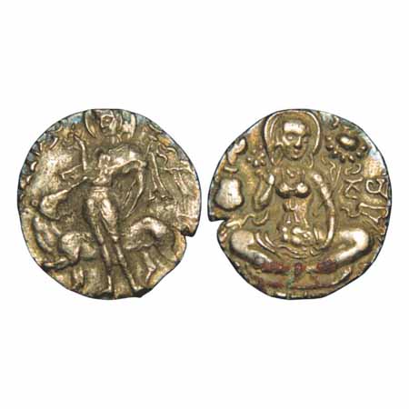 Kashmir, Base Gold Dinara of Meghavahana, c. 500-600AD, 7.45g, unpublished and of historic