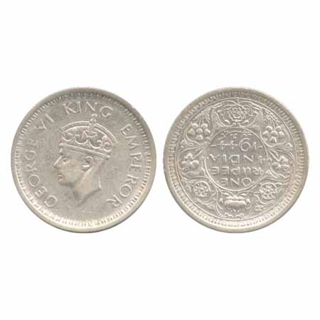 George VI, Half Silver Rupee, 1944, Lahore Mint, 'L' privy mark, 180 degrees inverted die 