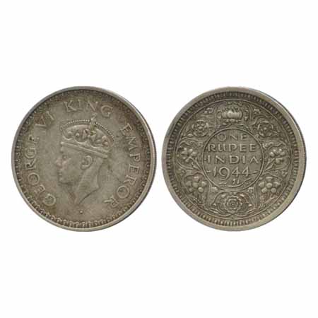 George VI, Half Silver Rupee, 1944, Bombay Mint, C/I (a)/dot (PR 245). Very Fine, Rare.