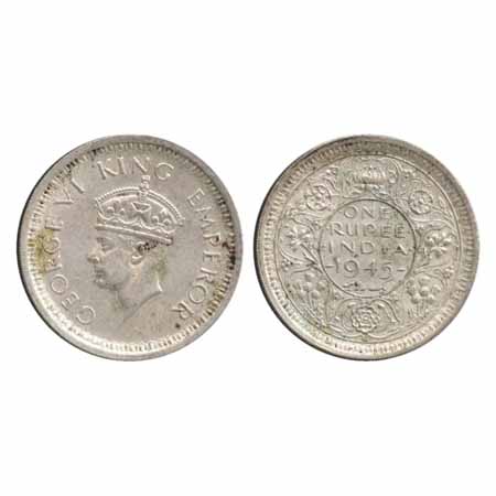 George VI, Half Silver Rupee, 1945, Lahore Mint, large '5' (Unlisted in Pridmore). About E