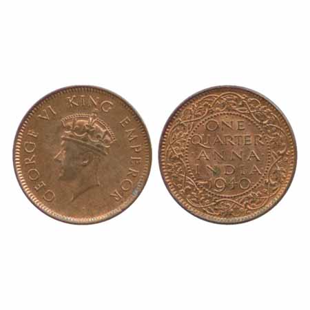 George VI, Copper ¼ Anna, 1940, Bombay Mint, dot, head type II, (PR 692), planchet flaws o