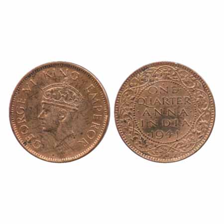 George VI, Copper ¼ Anna, 1941, Bombay Mint, dot (PR 693), scratches on obverse, otherwise