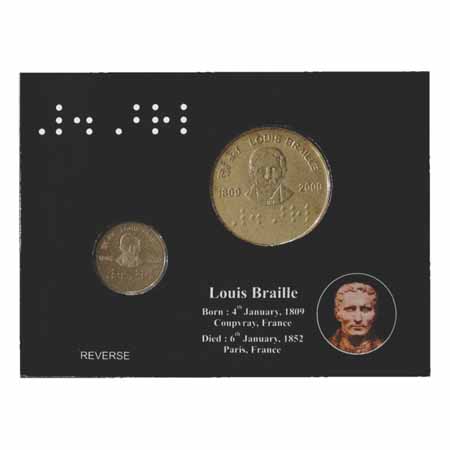 2009, 200th Birth Anniversary of Louis Braille, UNC Set of 2 Coins, 100 Rupees and 2 Rupee