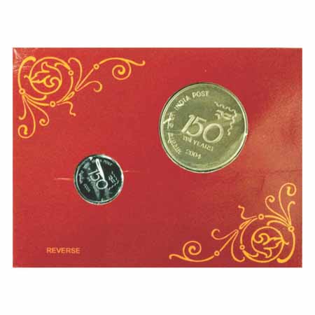 2004, India Post, Proof Set of 2 Coins, 100 Rupees and 1 Rupee, Kolkata Mint.