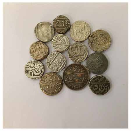 Silver Rupee (13), 3x Maratha, 1x Bombay Presidency, 9x various States. (13 Coins) Very Fi