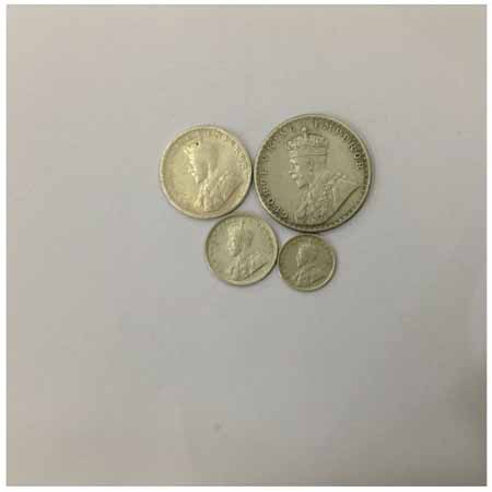 George V, Silver Rupee, ½ Rupee, ¼ Rupee and 2 Annas, 1916, Bombay and Calcutta Mint. (PR 