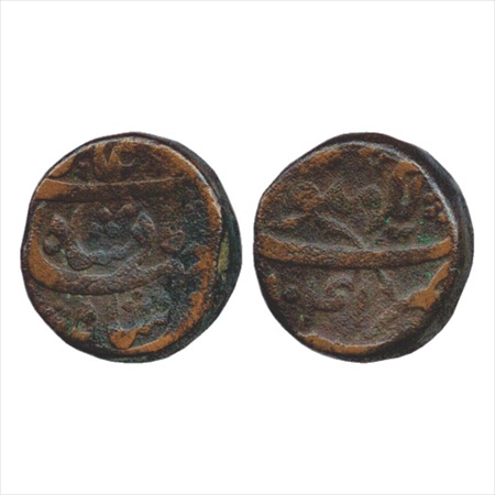 Shah Jahan (1628-1658 AD), Copper Dam, Lakhnau Mint, AH 1041, (KM 206.4). Very Fine+, Scar