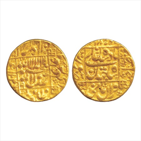 Shah Jahan (1628-1658 AD), Gold Mohur, Surat Mint, AH 1046/RY 9, 10.85g. (KM 260.15). Very