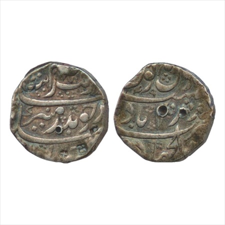 Aurangzeb (1658-1707 AD), Silver Rupee, Dar-ul-Jihad Hyderabad Mint, AH 1117/RY 49, (KM 30