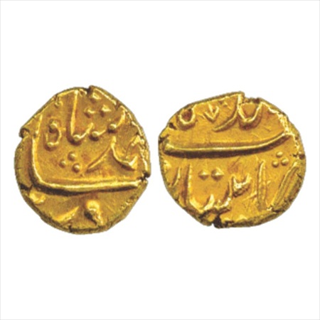 Ahmed Shah Bahadur (1748-1754 AD), Gold Pagoda, 3.34g. Imityazgarh Mint, (KM 449B.1). Extr