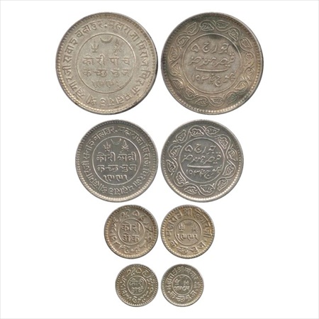 Kutch (4), Khengarji III (1876-1942 AD), Silver 5 Kori, VS 1991/AD 1934, 2½ Kori VS 1991/A