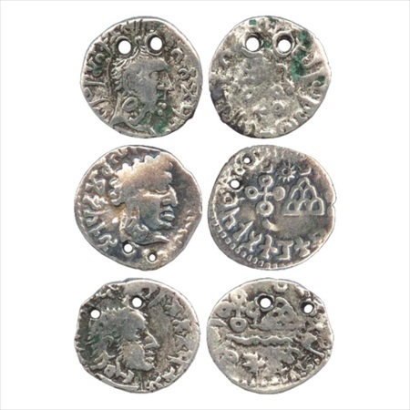 Satavahanas – a group of three drachms of Vasithiputa Siri Pulumavi, 2.16g and Gotamiputa 