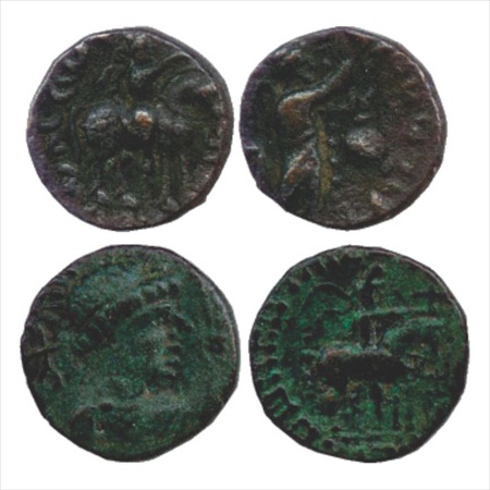 Kushans – Wima Takto 'Soter Megas' (c. 90-110AD), two Copper drachms – (A). Taxila type, M