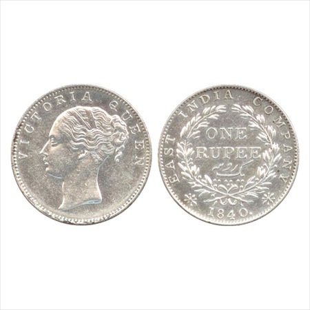 Victoria Queen, Continuous Legend, Silver Rupee, 1840, Madras Mint, 'S' incused, English h