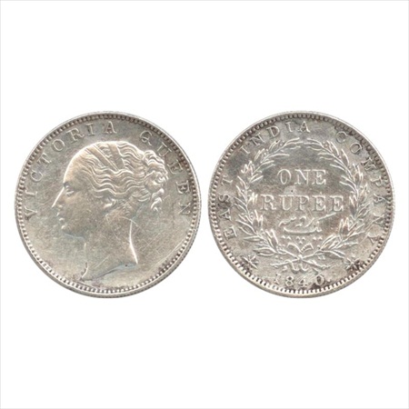 Victoria Queen, Continuous Legend, Silver Rupee, 1840, Madras Mint, 'S' incused, English h