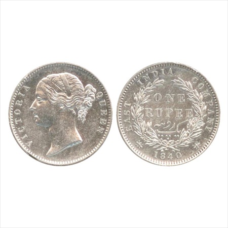 Victoria Queen, Divided Legend, Silver Rupee, 1840, Madras Mint, W.W.S. raised, 28 berries
